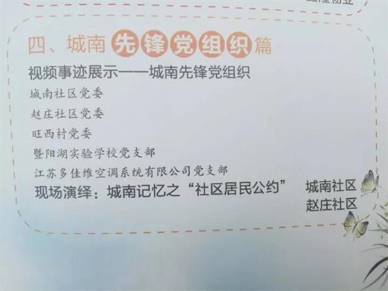 江苏多佳维空调系统有限公司党支部被授予“城南先锋党组织”的光荣称号